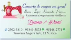 Cartão de Visita Costura Luana Dani